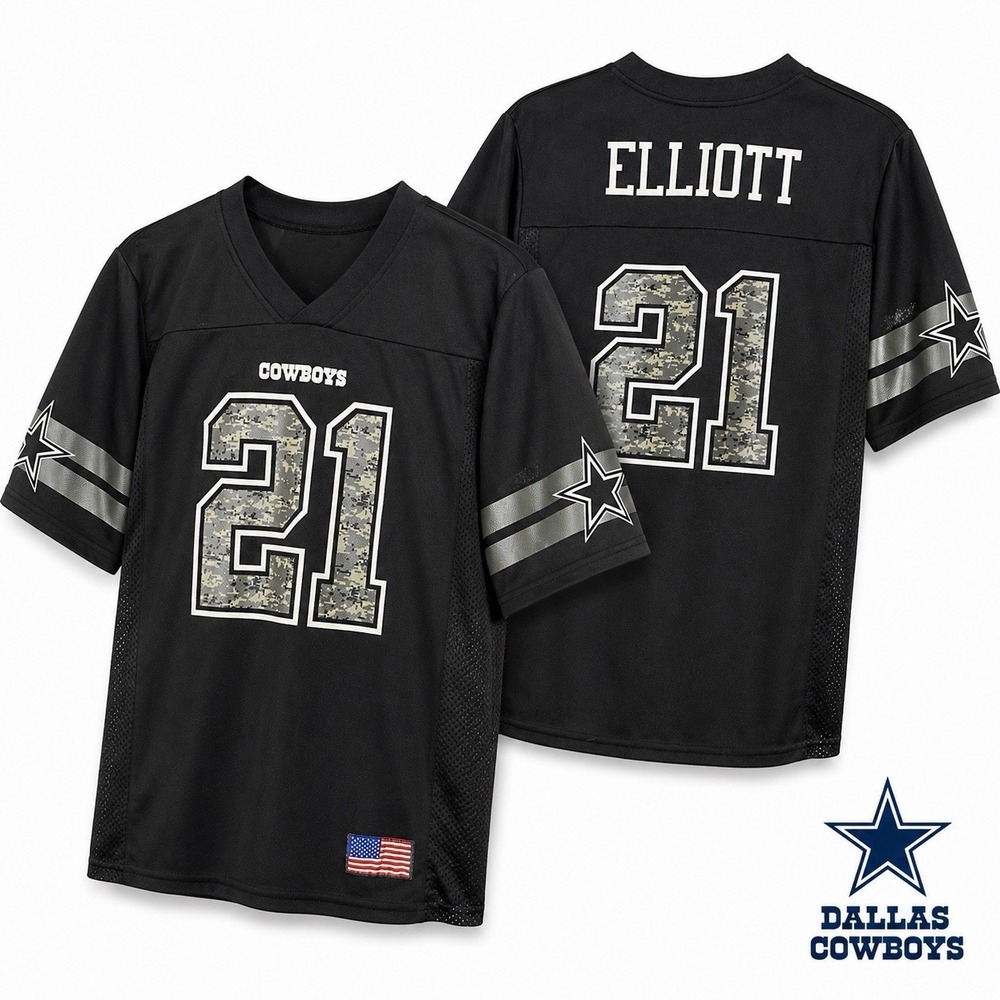Nike Dallas Cowboys Ezekiel Elliott Black Small S Jersey Salute To Service Camo